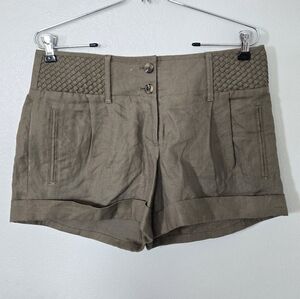 Loft | Olive Green 100% Linen Shorts Size 6
